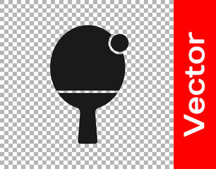 Black Racket for playing table tennis icon isolated on transparent background. Vector.