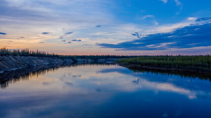 sunset over the river