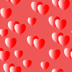 Plakat Seamless pattern of hearts with a gradient coloring on a light pink background for textiles.