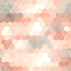 Seamless hexagon geo grid colorful grungy pattern. High quality illustration. Textured hexagons that smoothly fade from color to color in an ombre gradient design. Honeycomb mesh for surface design.