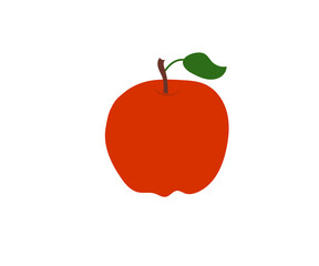 Red apple isolated on white background. Vitamins, fruits. Vector icon.