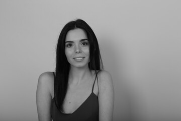 Naklejka premium Monochrome emotional portrait of young woman