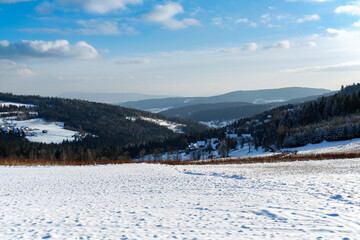 Fototapeta na wymiar beautiful winter mountain landscape in Poland on sunny day