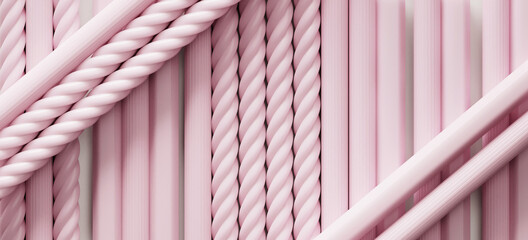 Minimal mockup background for product presentation. Top view of pink craft spiral and fluted pattern. 3d rendering illustration. Clipping path of each element included.  