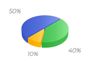 3d pie. Isometric cycle diagram for infographics in 3 parts. Vector chart can be used for graph, report, presentation.