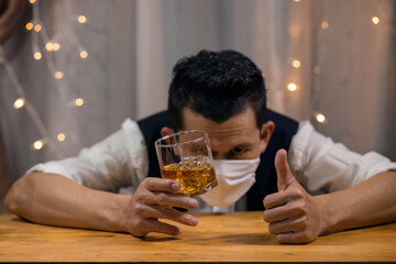 Barman pouring whiskey whiskey glass beautiful night