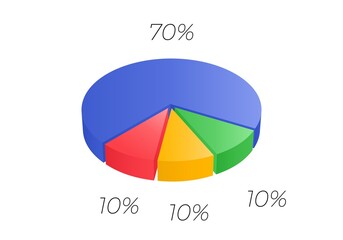 Fototapeta premium 3d pie. Isometric cycle diagram for infographics in 4 parts. Vector chart can be used for graph, report, presentation.