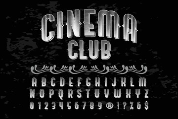 vector alphabet, typeface design, black style background, vintage font