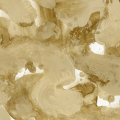 Modern gold contemporary acrylic background. Yellow texture made with a palette knife. Abstract painting on paper. Mess on the canvas.