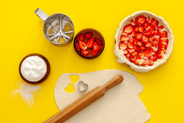 Holiday cake with fresh strawberries for valentine's day, mother's day and women's day