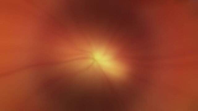 Zoom in from a blue female eye to a neuron cell network animation. Beautiful woman eye and nerve cell with bright flashes. Science Background. 