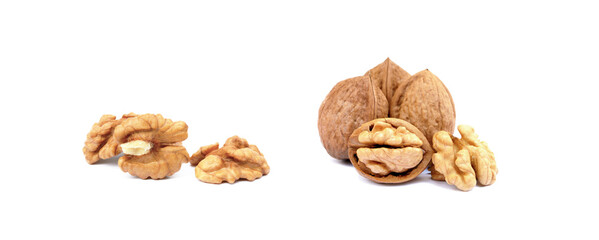 Healthy walnuts isolated on white background