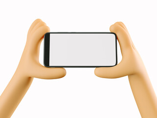 Phone in hand. Blank white screen on the phone. Mockup. 3d rendering. 3d illustration. 3d hand - 404897757