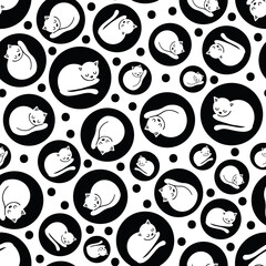 Vector repeat pattern with cute sleeping cats