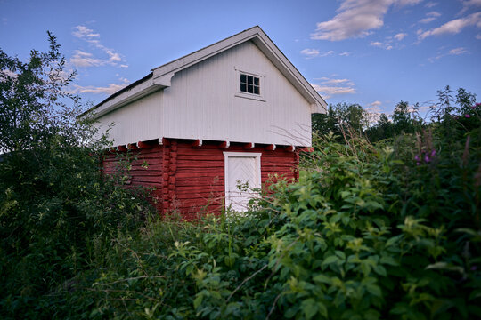 old house in the woods, used for storage of food at farms in norway