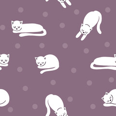 Simple vector repeat pattern with cute sleeping cats