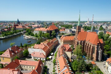 Fototapeta na wymiar Blick aus der Vogelperspektive auf die Altstadt von Breslau