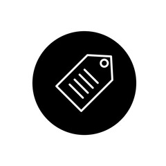 Hanging label icon in black circular style. Hanging label symbol. Vector illustration