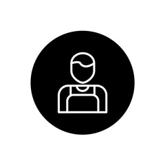 Barista icon in black circular style. The symbol of a barista. Vector illustration