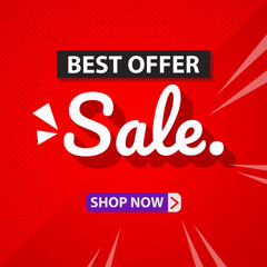 Best offer sale banner template design. Social media poster. 