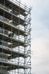 Scaffolding and stairs of a building under construction