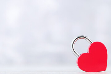 Valentine heart shaped padlock on grey background