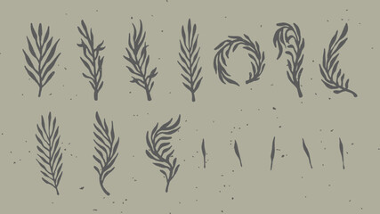 Fototapeta premium Organic Leaves Illustrations (Rough)