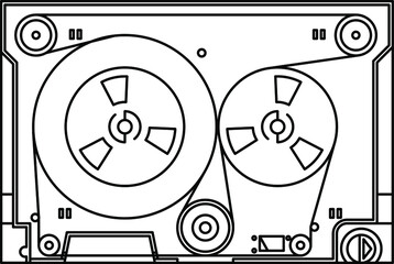 Obraz premium A QIC (quarter inch cartridge) computer tape backup cartridge. Line art. All strokes converted to fill.