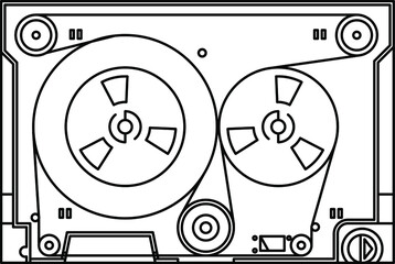 A QIC (quarter inch cartridge) computer tape backup cartridge. Line art. All strokes converted to fill.