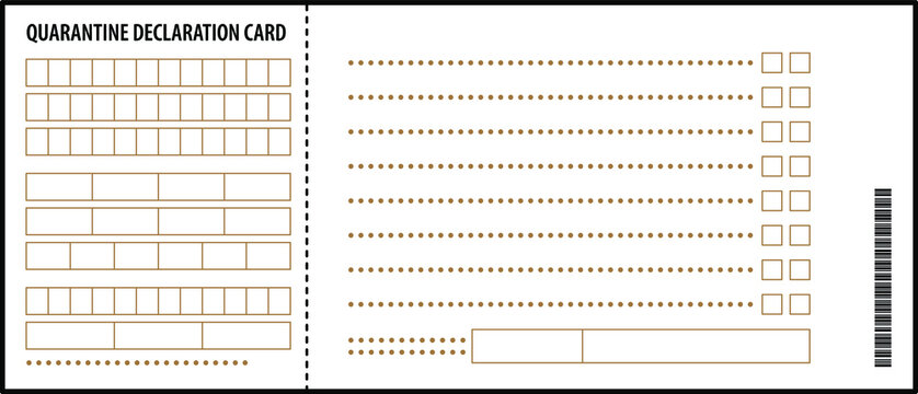 A Passenger Quarantine Declaration Card.