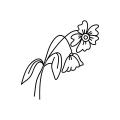 A withered bouquet of flowers. The symbol of the end of love. Valentine's day concept. Linear doodle style. Vector on isolated white background. For printing on cards, invitations, tattoo, clothing