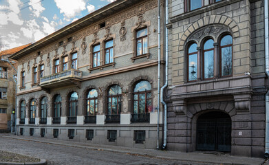 Fototapeta na wymiar Vyborg. City landscape. Fragment of the building.