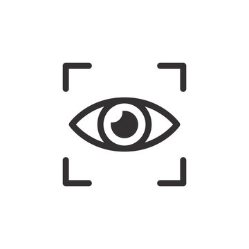Eye scanner black vector icon. Retina scan simple symbol.