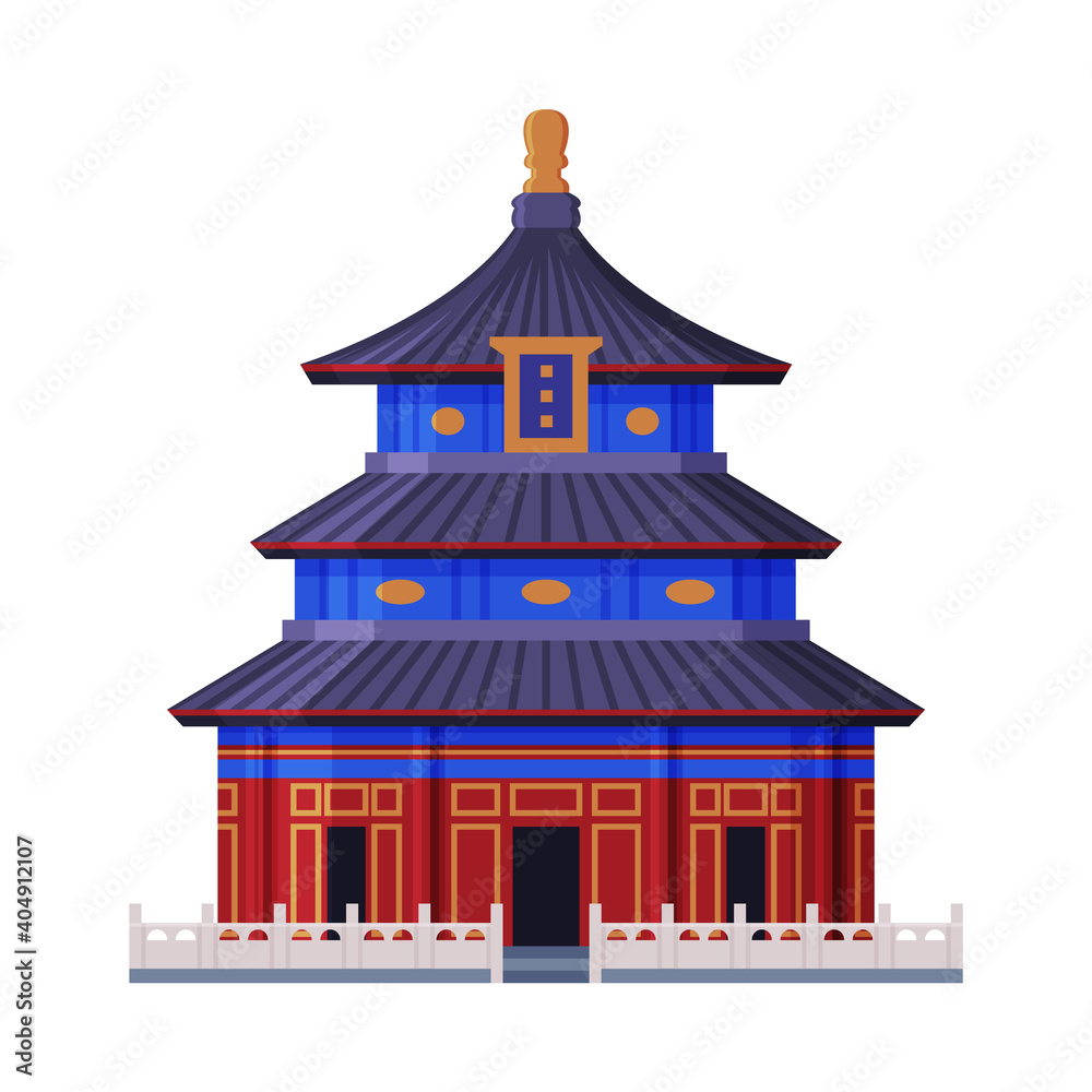 Poster temple of heaven as famous city landmark and travel and tourism symbol vector illustration