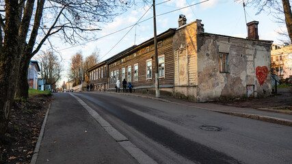 Fototapeta na wymiar Vyborg. City landscape. View of old buildings