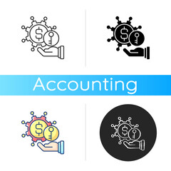 Turnkey finance functions icon. Successful business model. Provider assumes responsibility for all required setup. Linear black and RGB color styles. Isolated vector illustrations