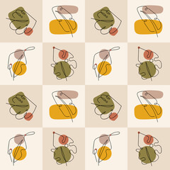 seamless pattern line art leaf design