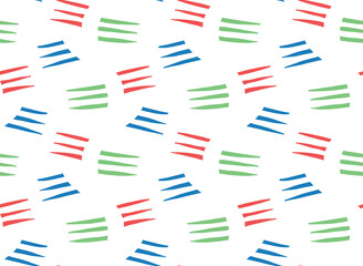 Vector texture background, seamless pattern. Hand drawn, green, blue, red, white colors.