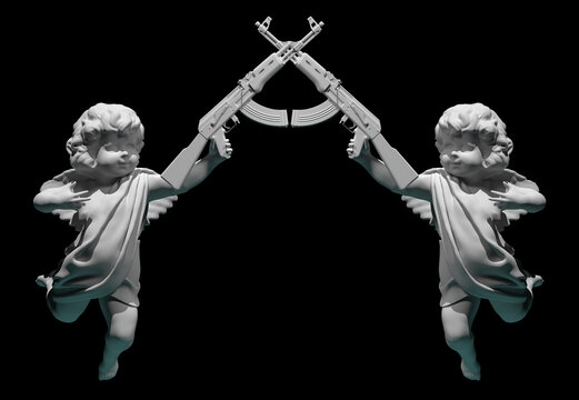 cupid angel for valentines day with  gun 3D render