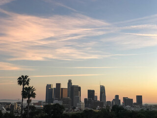 Fototapeta na wymiar Sunset view with DTLA backdrop