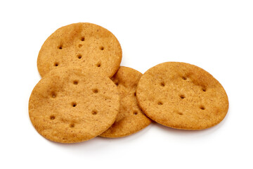 Rye round crispbread, close-up, isolated on white background