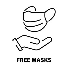 Simple linear icon of the place where you can get a free medical protective mask.
