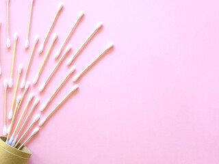 Eco wooden cotton swabs flying out of the box