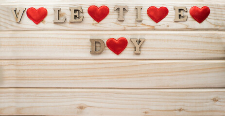 Valentine's day nested on a wooden background.