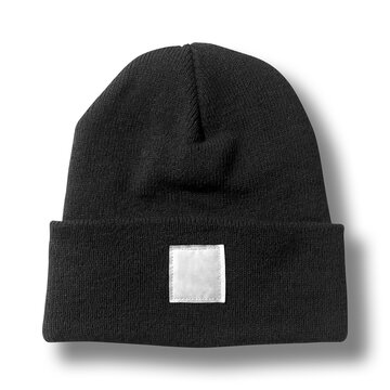 Folded Beanie Mockup with Label