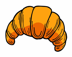 Drawing Doodle muffin croissant with a Golden crust, food