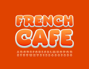 Fototapeta na wymiar Vector creative logo French Cafe. Bright trendy Font. Set of modern Alphabet Letters and Numbers