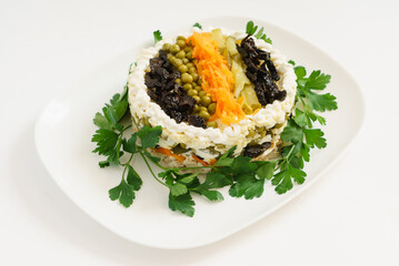 winter salad on the white plate