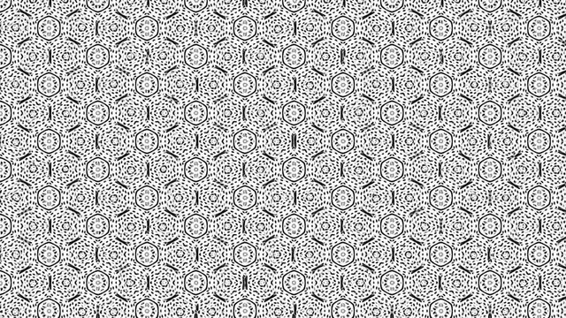 black and white animated background with shapes and lines pattern. kaleidoscope effect
