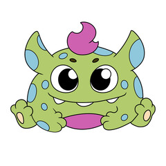 Cute Little Monster color illustration vector EPS10